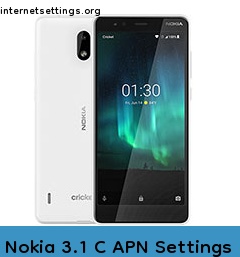 Nokia 3.1 C APN Setting